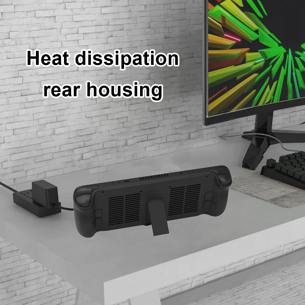 غطاء خلفي بلاستيكي مع براغي مفك براغي، غطاء خلفي لوحدة التحكم في الألعاب المحمولة مع ملحقات بديلة لدعم سطح البخار