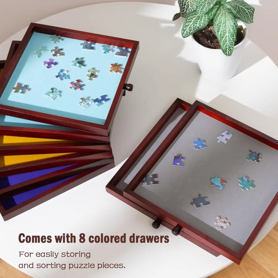 2000 Piece Foldable Puzzle Board with Height Adjustment Jigsaw Puzzle Table with 2 Felt Cover and 8 Sorting Trays Drawers Puzzl