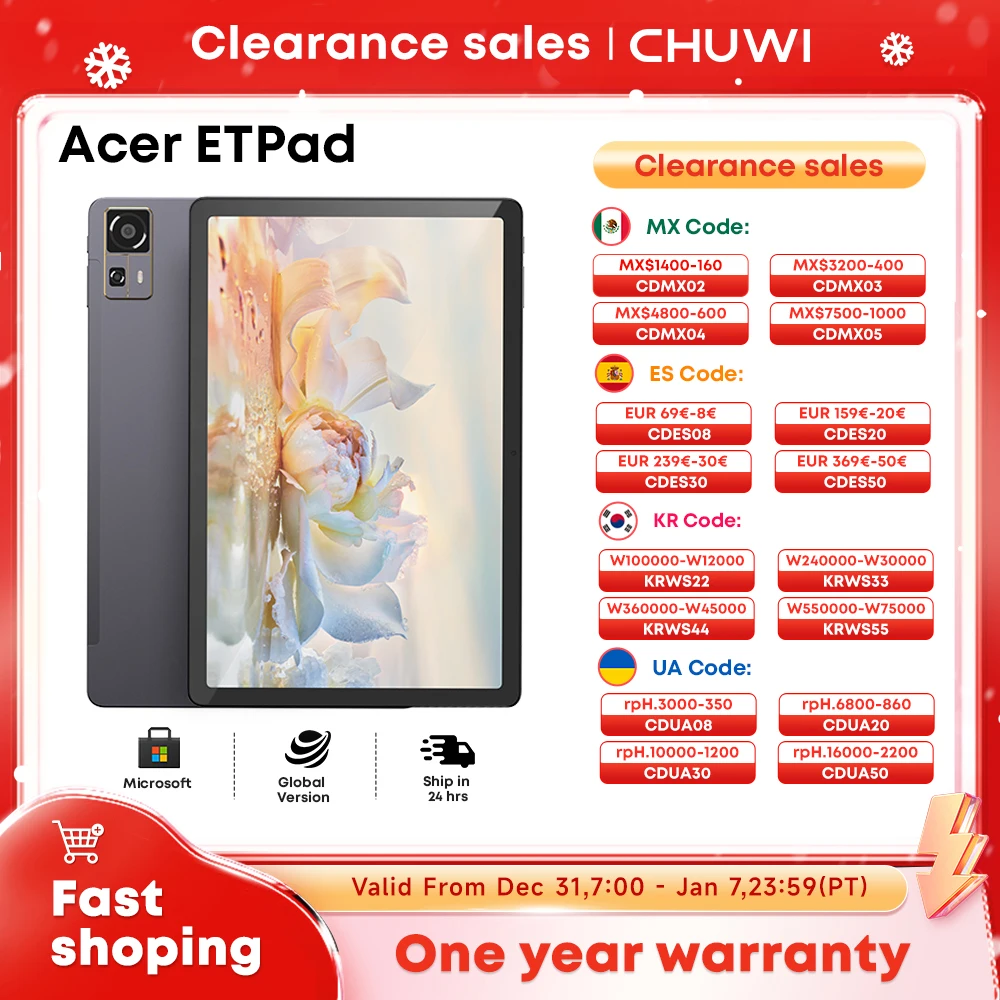 2024 Acer Gadget e10 ETPad Android Tablet Snapdragon 685 Octa Core Pad 8GB RAM 128GB ROM 10,95 polegadas 1200*1900 tela 2.4/5GWIFI5
