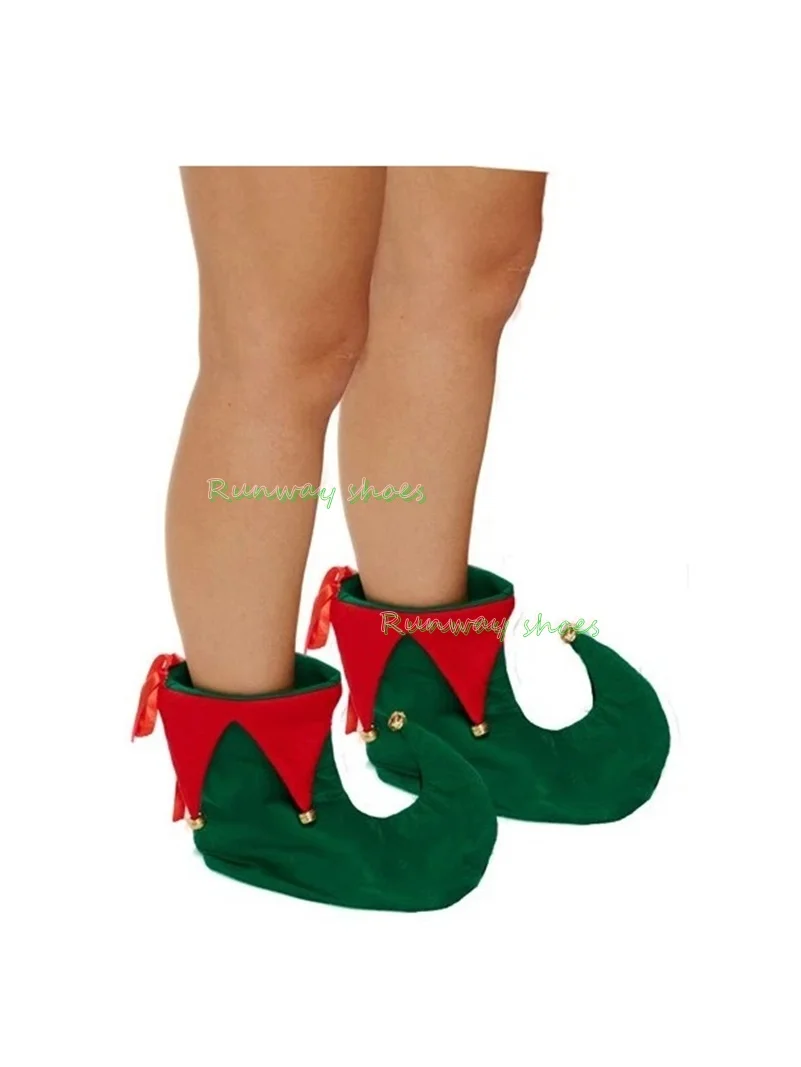 elves dress up boots aldult red Pom-poms decorate Pointed party boots  role play Halloween Strange costumes Ankle boots  2026 view 3