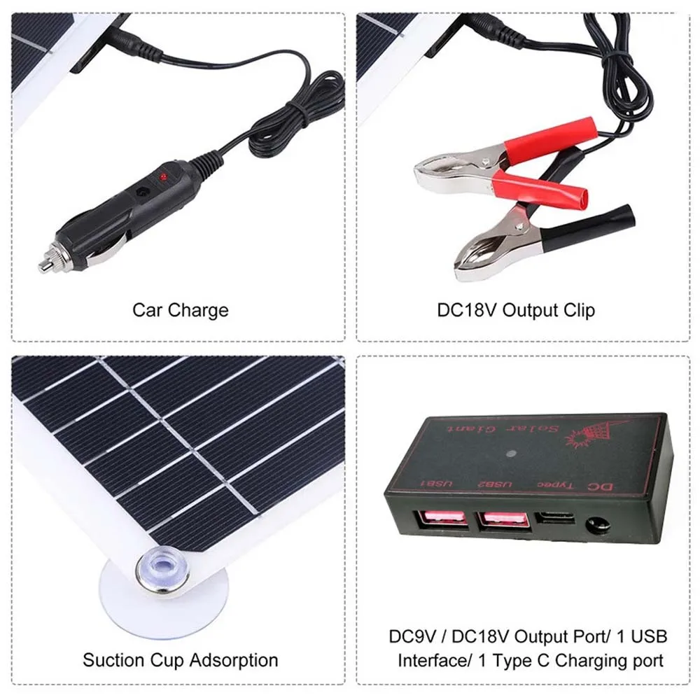 Zonnepanelen Fotovoltaïsche Panelen Buiten Flexibele Polykristallijne Rv Solar 18W 18V Dual Usb 30a 100a Contrallor Output