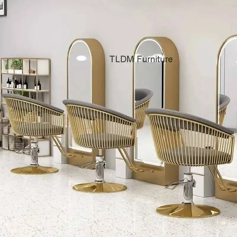 

Simple Stainless Chair Steel Professional Beauty Salon Barber Chairs Designer Salon Furniture Luxury Reclining Perm Dyeing Chair