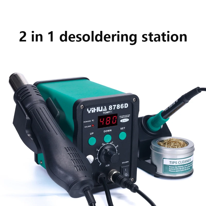 220V 8786 Digital Display Adjustable Temperature Hot Air Gun Welding Station Two-In-One Constant Temperature Hot Air Gun