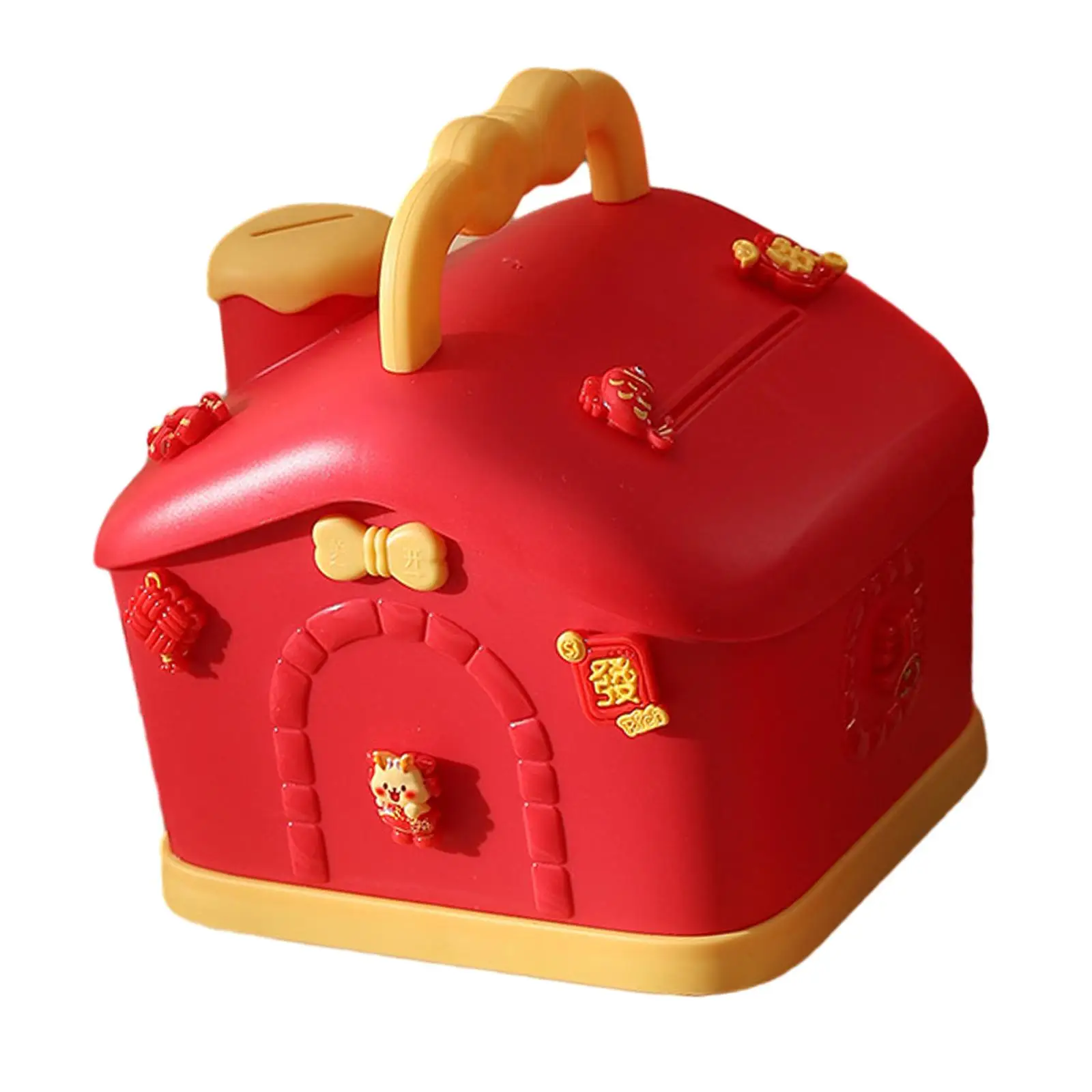Festive Red House Kids Coin Bank - Charming Decor for Children's Room