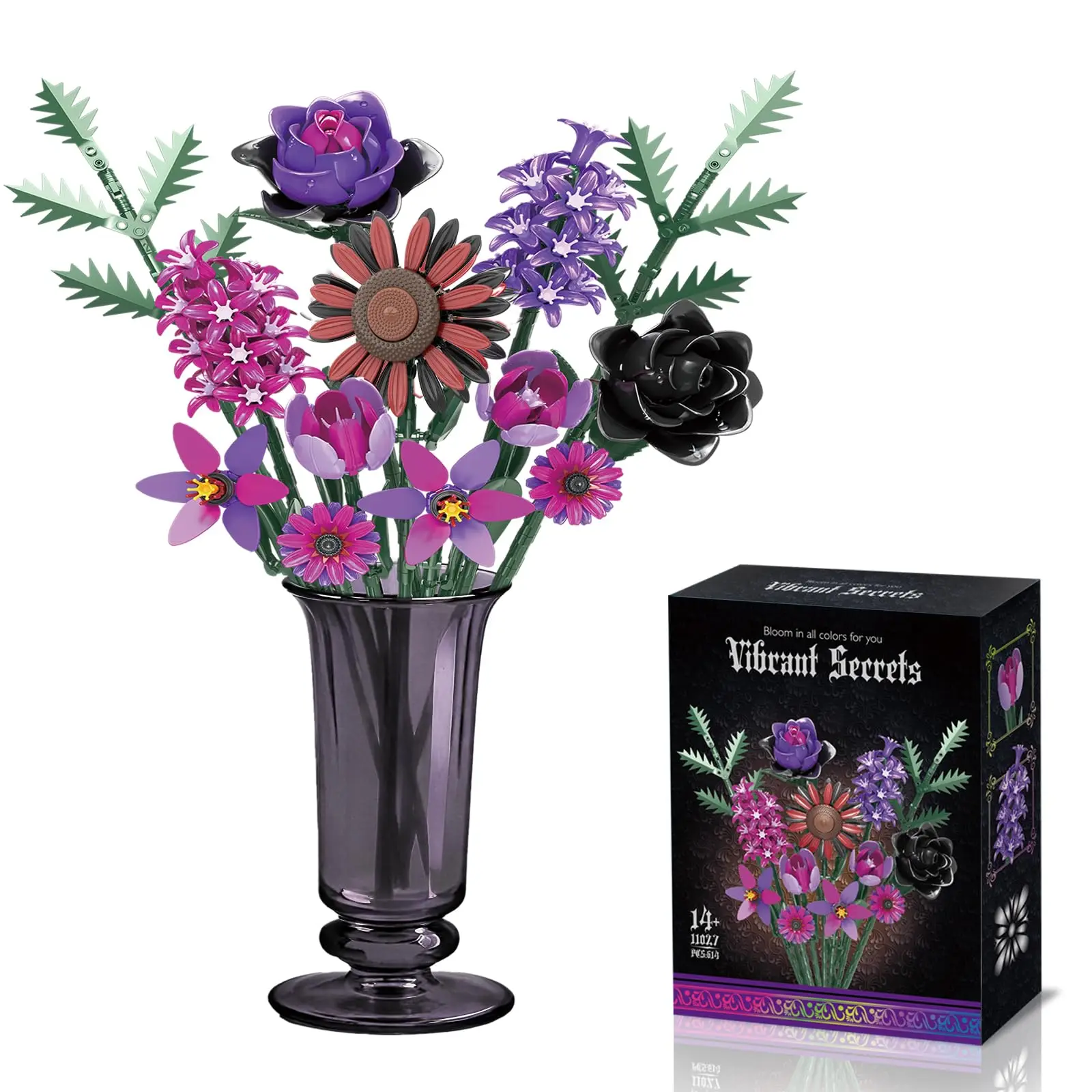 

614PCS Gothic Flower Bouquet Building Blocks Romantic Flower Model Bricks Home Decoration Educational DIY Toys Holiday Gift