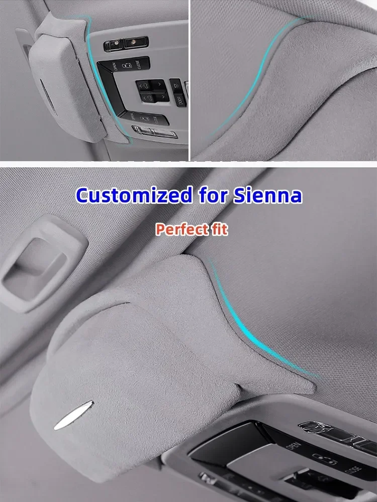 For Toyota Sienna 2021 2022 Eyeglasses Case Suede Sunglasses Storage Case Roof Eyeglasses Holder Car Organizer