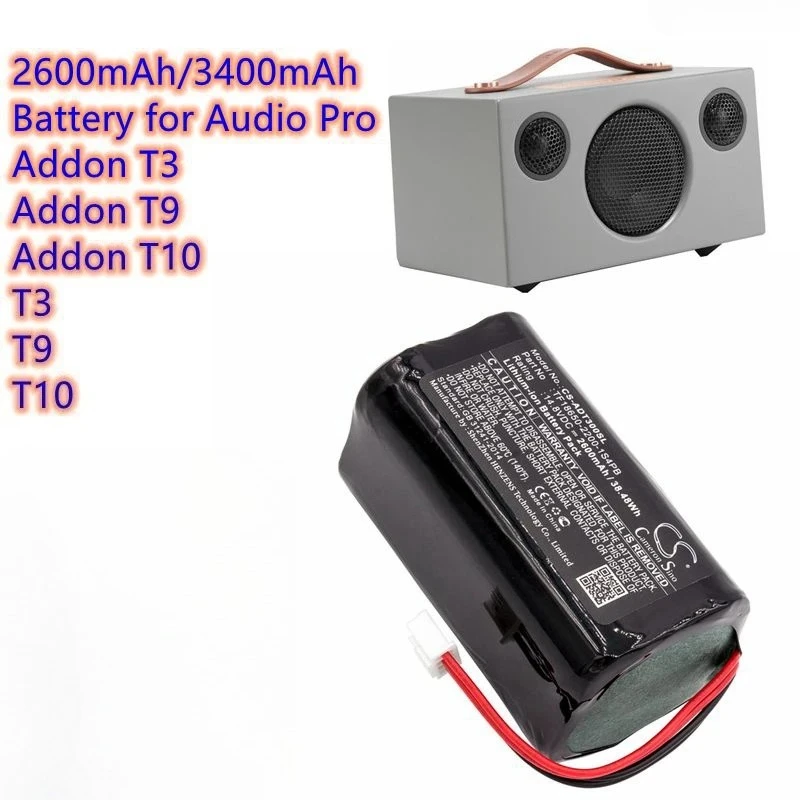 Speaker Battery 14.8V/2600mAh/3400mAh TF18650-2200-1S4PB for Audio Pro Addon T3 ,T9, T10