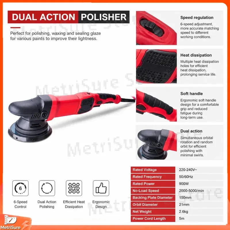 Professional Car Polishing Dual Action Polisher for Auto Detailing Paint Correction Buffing Tool Corded 1200W