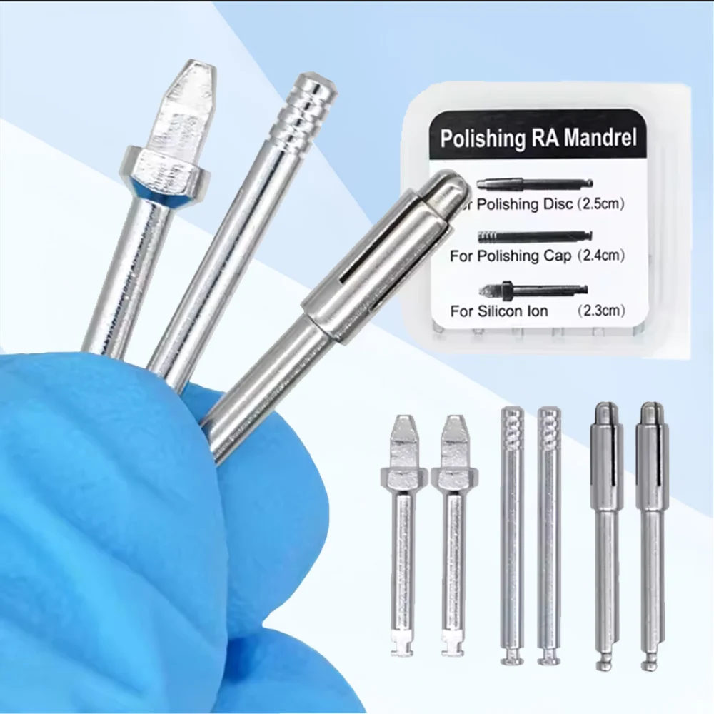 

6 Pcs Dental Polishing RA Mandrels with Super Root Canal Disc Cap Precision for Silicon Ion Technology Professional Use