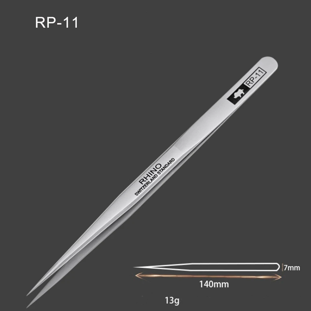 TOOLS RP Series High-hardness Carbon Steel Anti-magnetic Anti-acid Tweezers for Beauty Electronics Jewelry Industry PRO RHINO