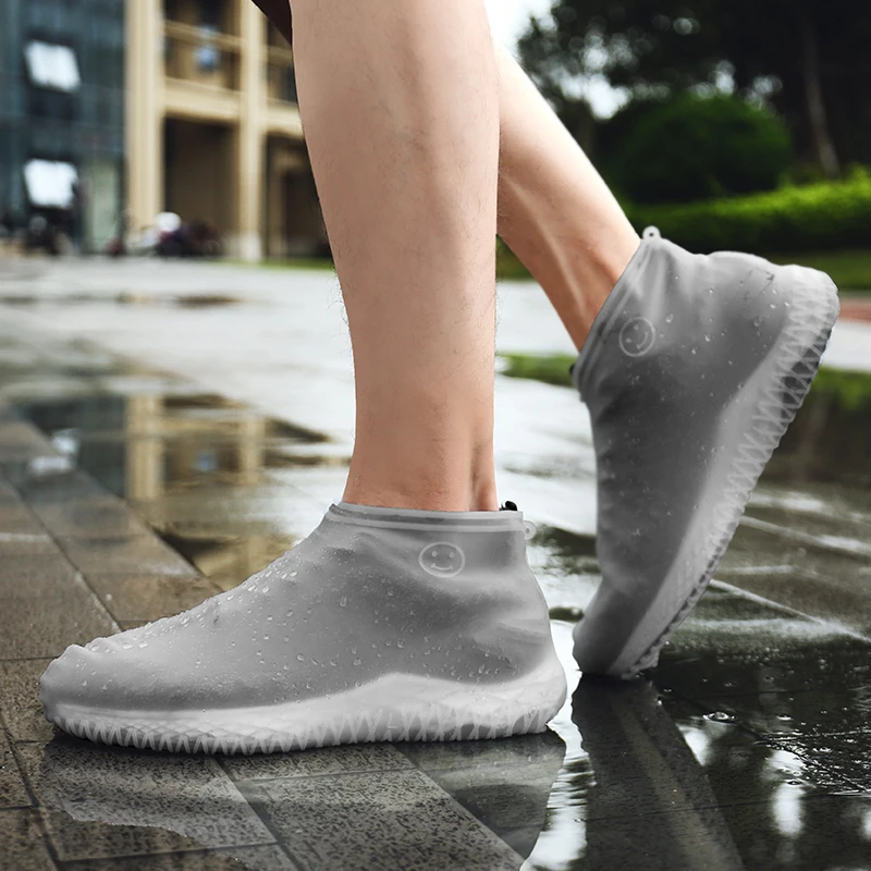 Solid Vintage Rubber Reusable Latex Waterproof Rain Shoes Cover Non-Slip Silicone Overshoes Boot Covers Unisex Shoes Accessories