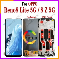 LCD With Frame For OPPO Reno8 Lite 5G Display CPH2343 Reno 8Z Screen Touch Sensor Digitizer Assembly Replacement Reno 8lite LCD