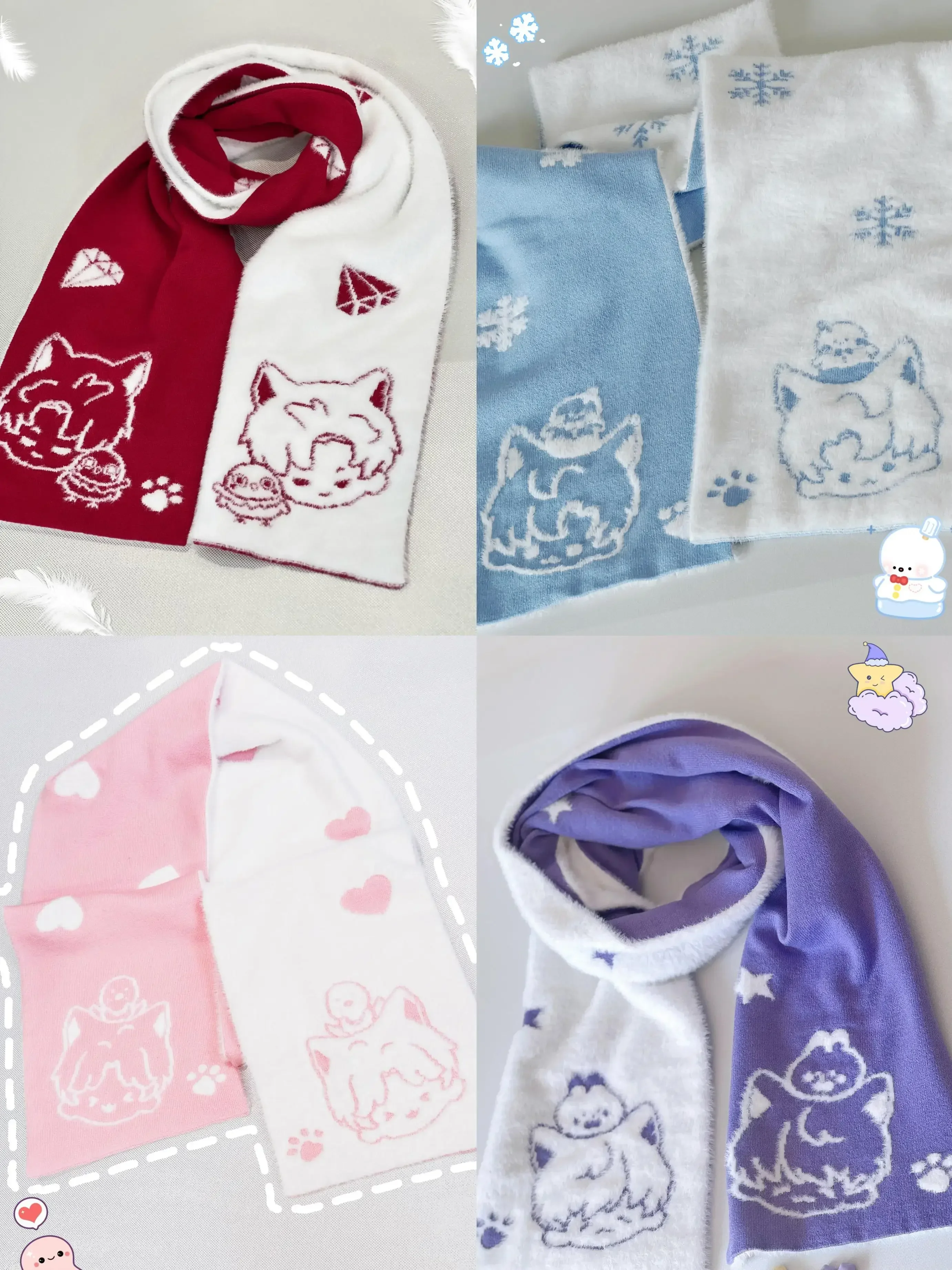 Love and Deepspace Sylus Anime Zayne Rafayel Xavier Cosplay Fluffy Double Color Scarf Cartoon Neckerchief Neck Gaiter Xmas Gift