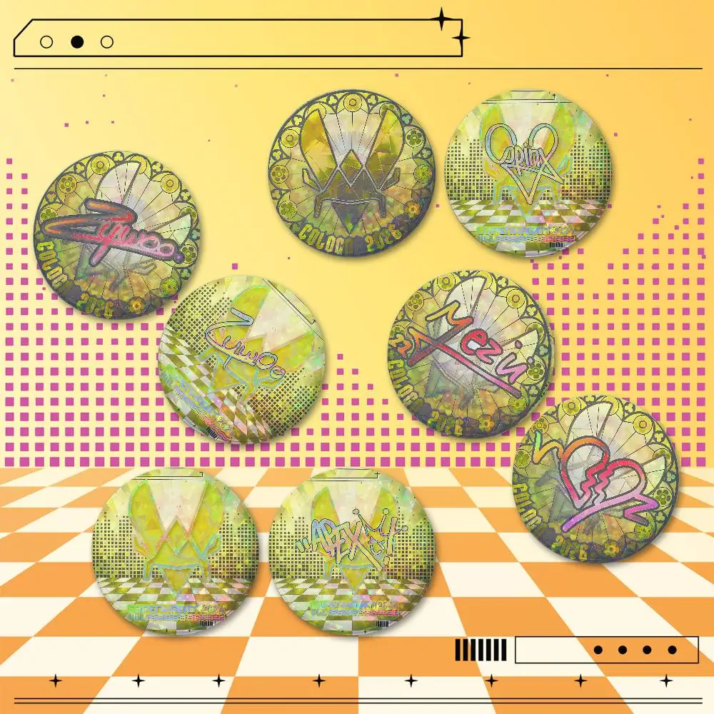 V-Vitality Round Holographic Brooch Badges 2 Pieces Set 25/32/44/58/75mm Anime Cosplay Fan Merchandise Bag Hat Backpack Accessor