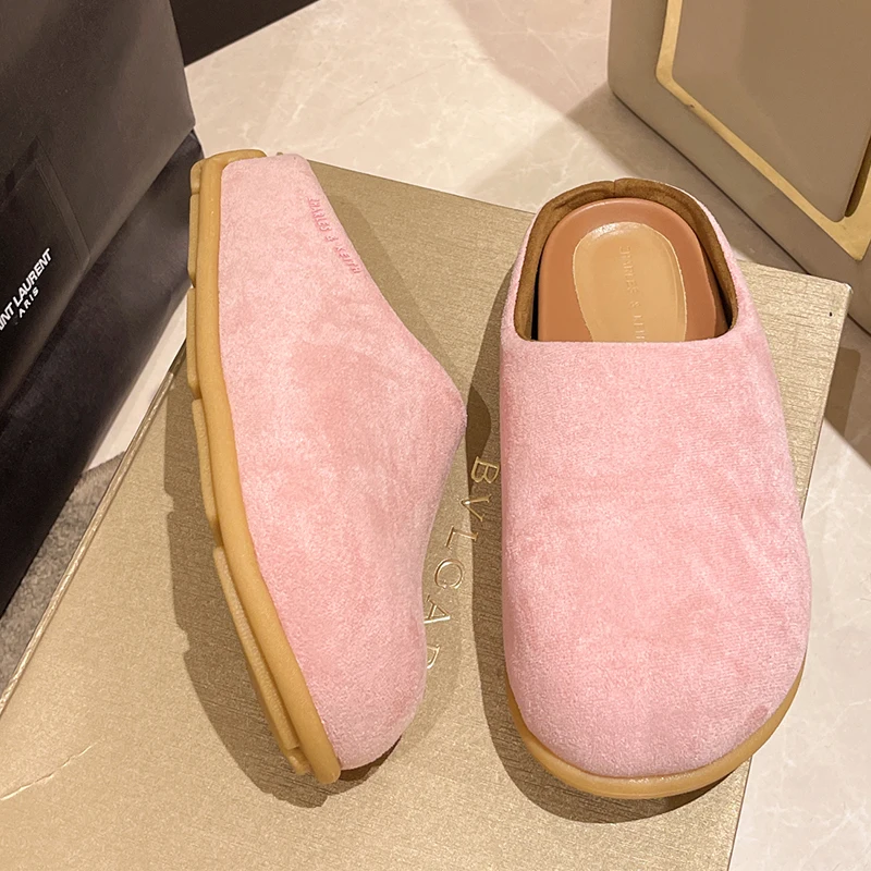 

Women's Slippers Suede Flats Slingback Mules Shoes Fashion Dress Woman Designer Shoes 2025 Autumn Cozy Casual Zapatos De Mujer