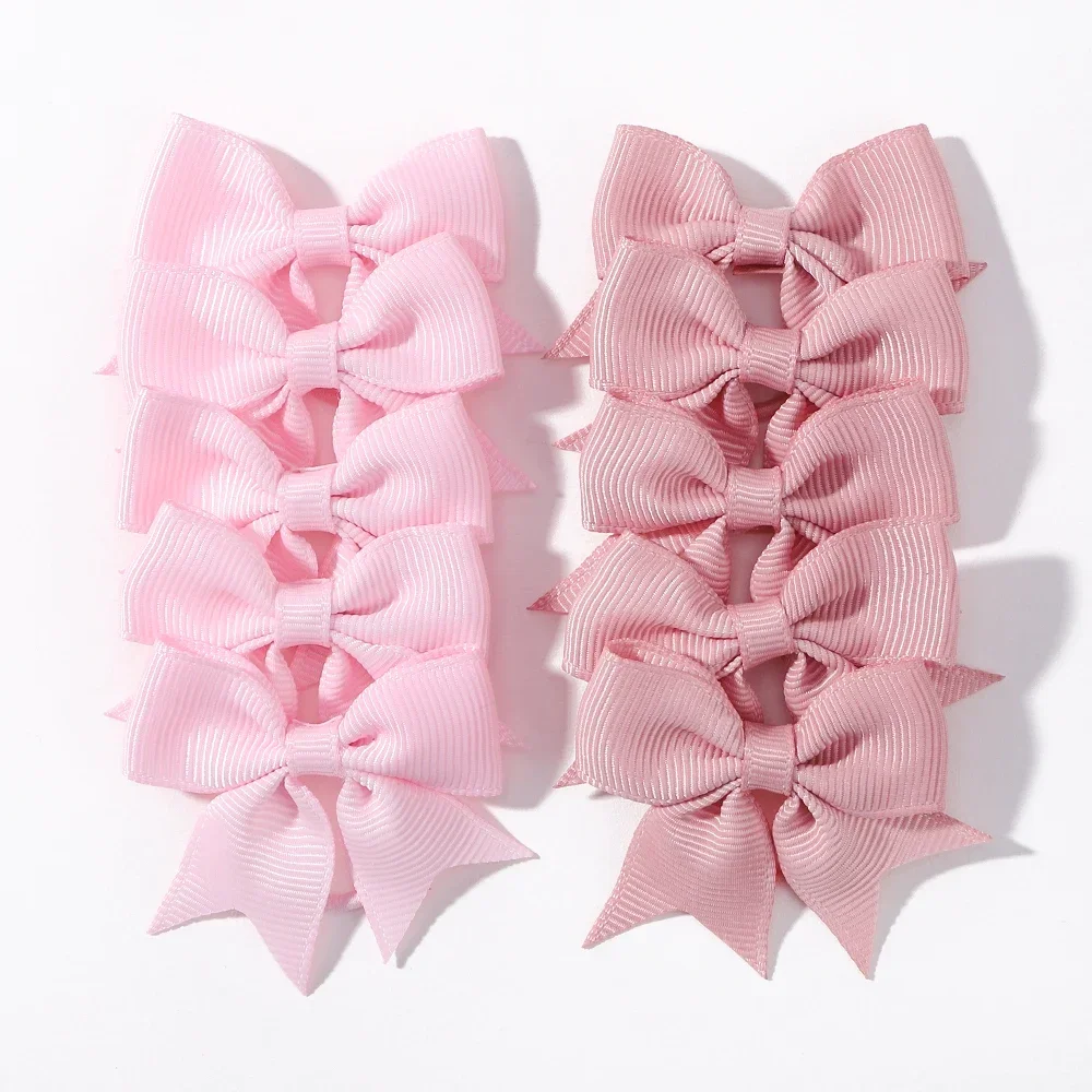 10 Stks/partij Grosgrain Lint Pigtail Bows Elastische Haarbanden Haarbanden Houders Nieuwjaar Haaraccessoires Voor Baby Meisjes Cadeau