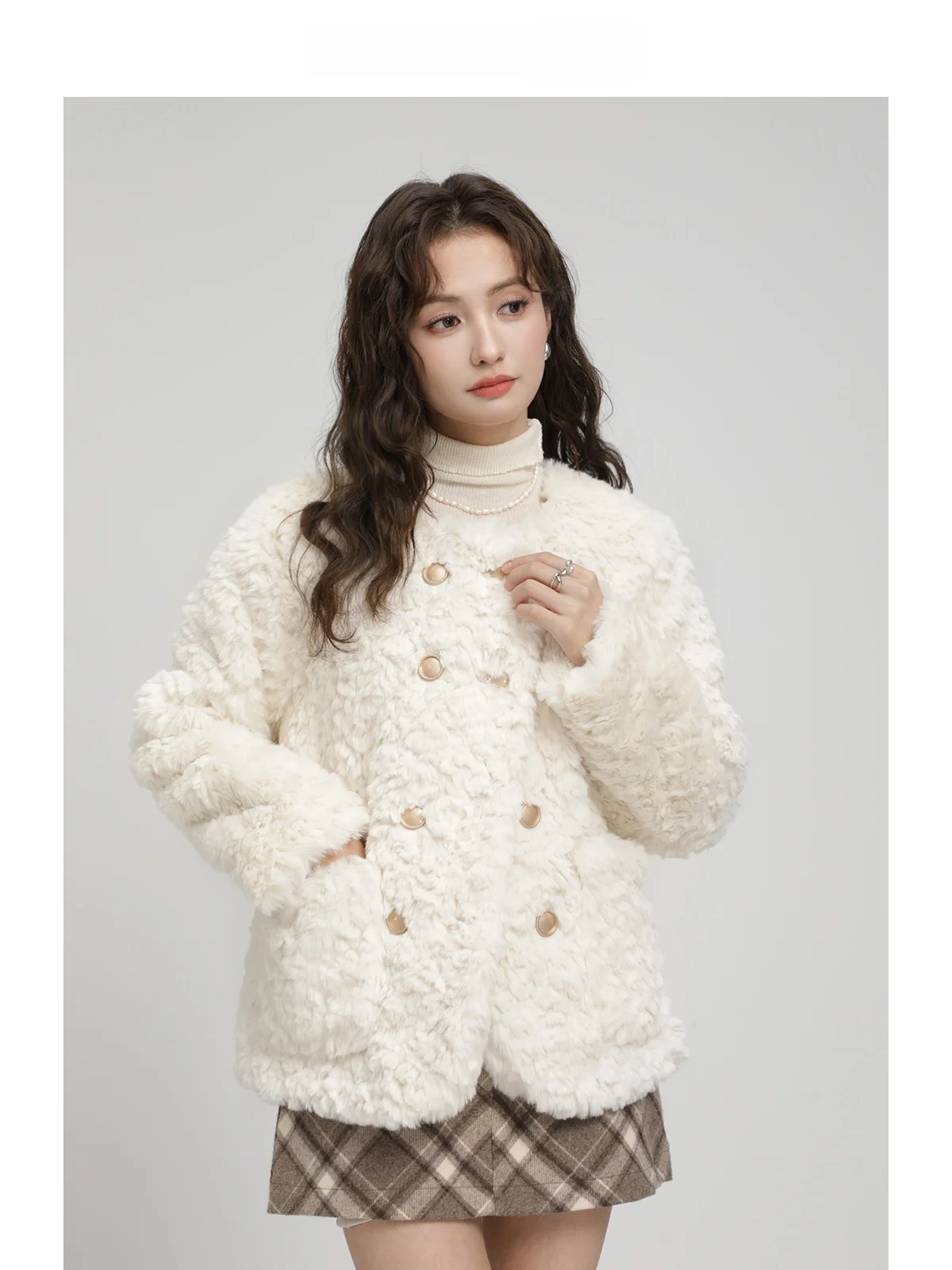 

Xinmon Thiened Winter Outerwear Luxury Loose round Ne Fur irt Fraance Sle Women's Premium Feel Long Sve Coat