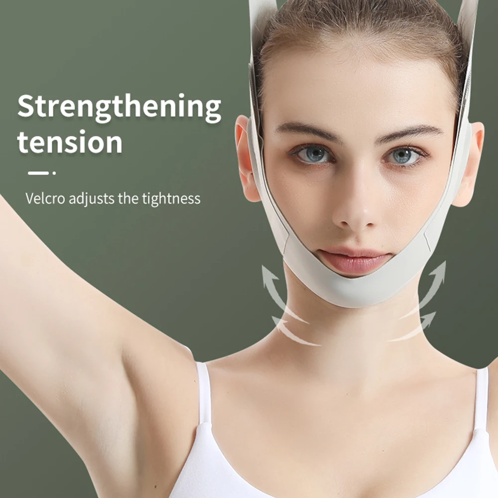 V-Lift Face Mask with Breathable Fabric, Anti-Aging Sculpting Band for Double Chin Reduction, Reusable Facial Lifting Strap