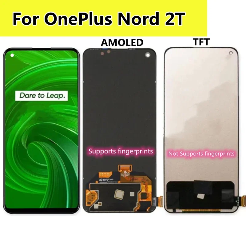 TFT 6.43 Inch For OnePlus Nord 2T CPH2399 CPH2401 LCD Display Touch Screen Digitizer Assembly Replacement for 1+nord2T lcd