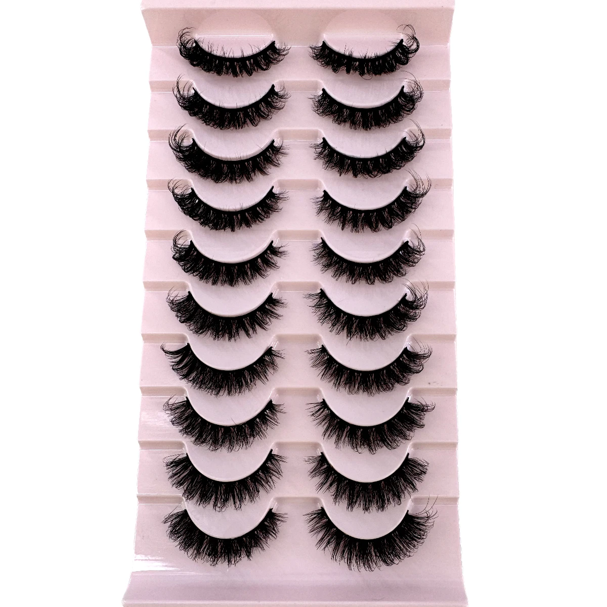 Cat Eye Eyelashes 3D Natural False Lashes D Curl Fluffy Soft Cross 10 Pairs Manga Lashes Wispy Natural Eyelash Extension Makeup