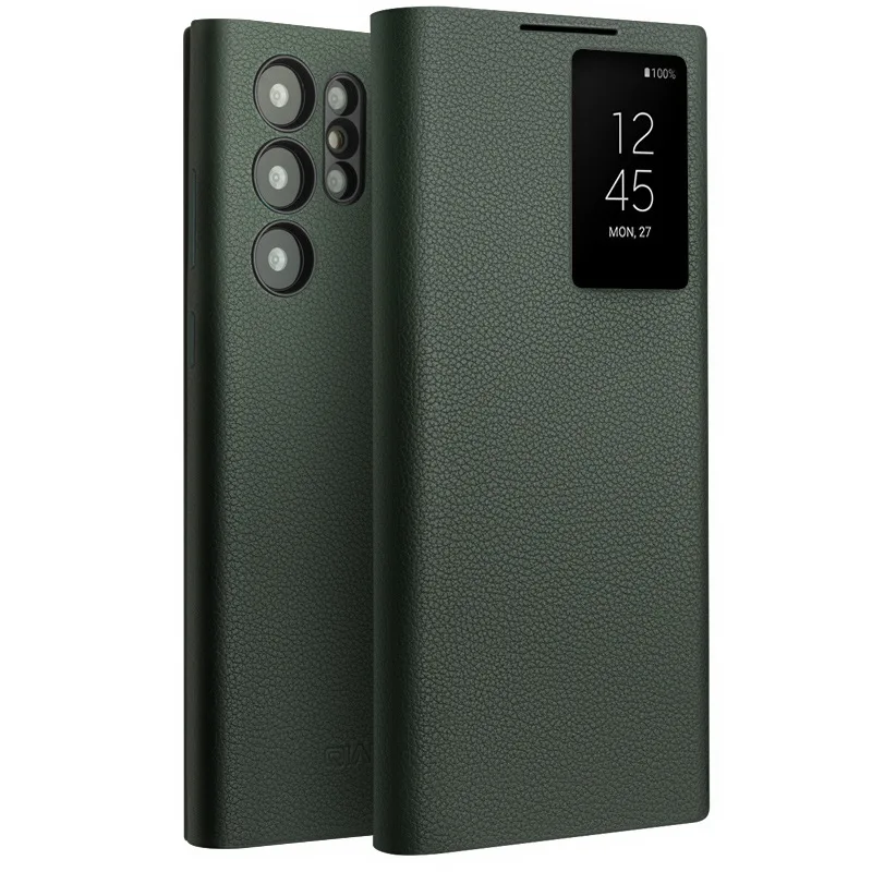 

Applicable to S24 Ultra mobile phone case, genuine leather + plus smart case.