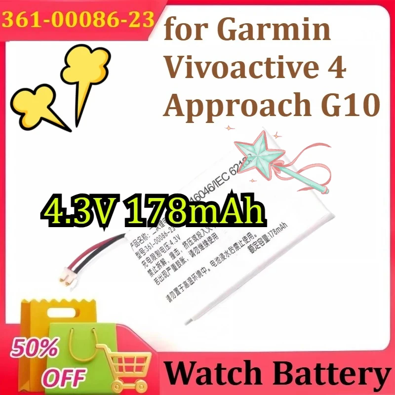 

New 361-00086-23 for Garmin Vivoactive 4 Approach G10 Watch Battery 4.3V 178mAh