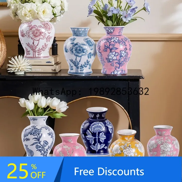 

New Chinese Style Ceramic Vase Handmade High Temperature Ceramic Ornament Living Room TV Cabinet Vase