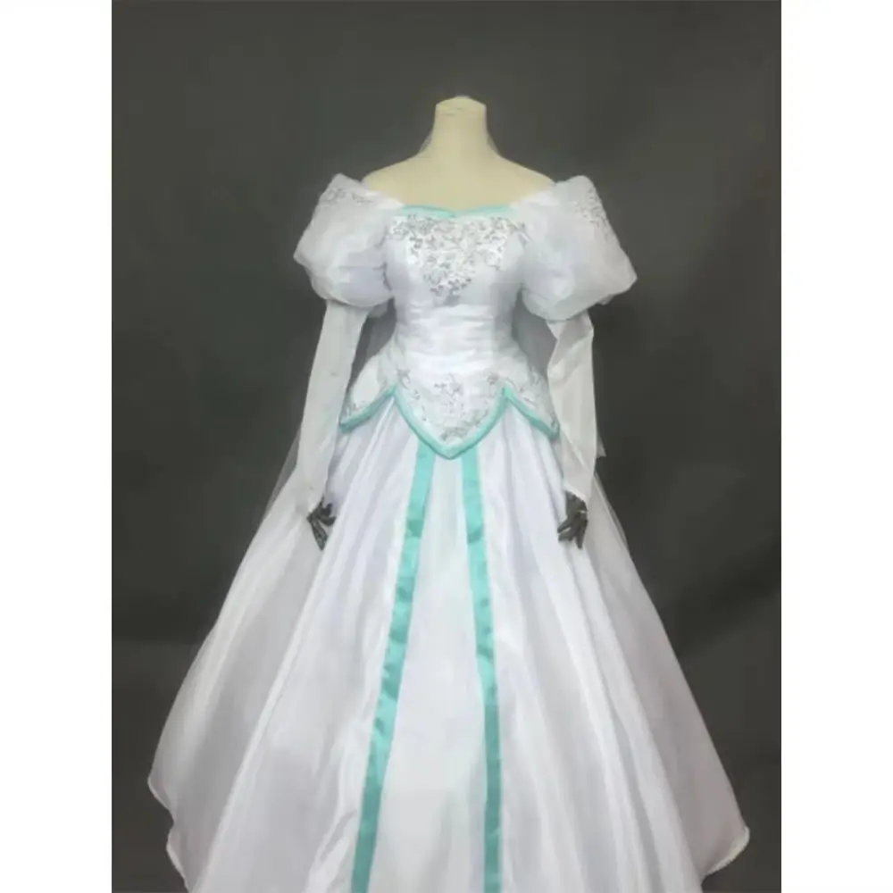 

White Princess Dress Cosplay Costume Medieval Long Sleeve Princess Dress Halloween Party Ball Gown