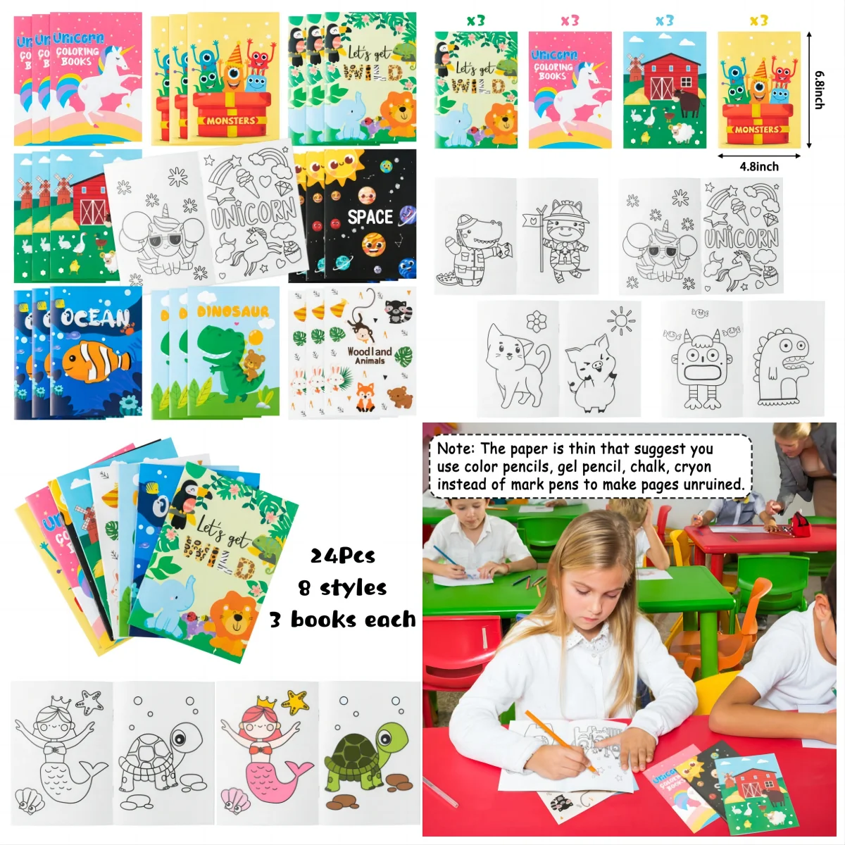 DIY Coloring Book Filling the Ocean Animal/Woodland/Science Theme Pattern Color Book Drawing Atlas Book For School Teaching Supp