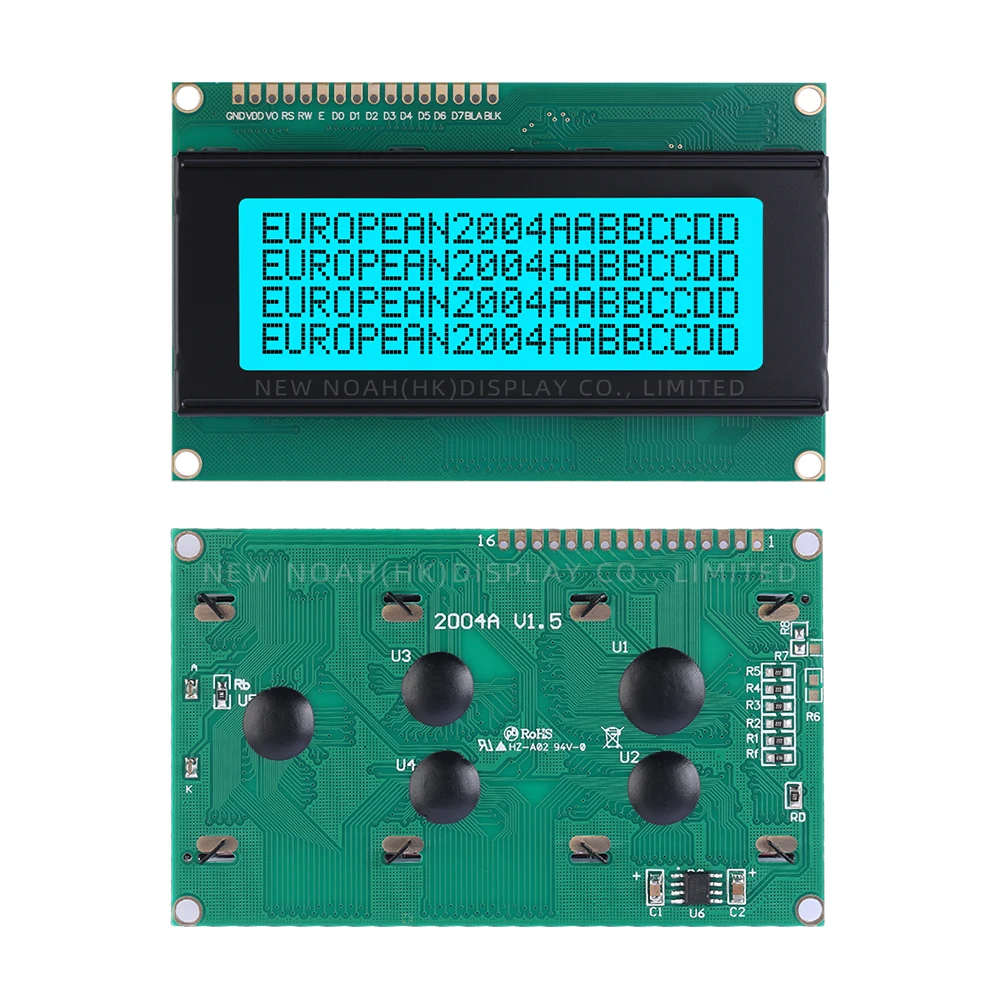 European Ice Blue Film Black Letters 2004A 3.3V LCD Display Module 4*20 98*60MM ST7066U LCM Display Module Dot Matrix Screen