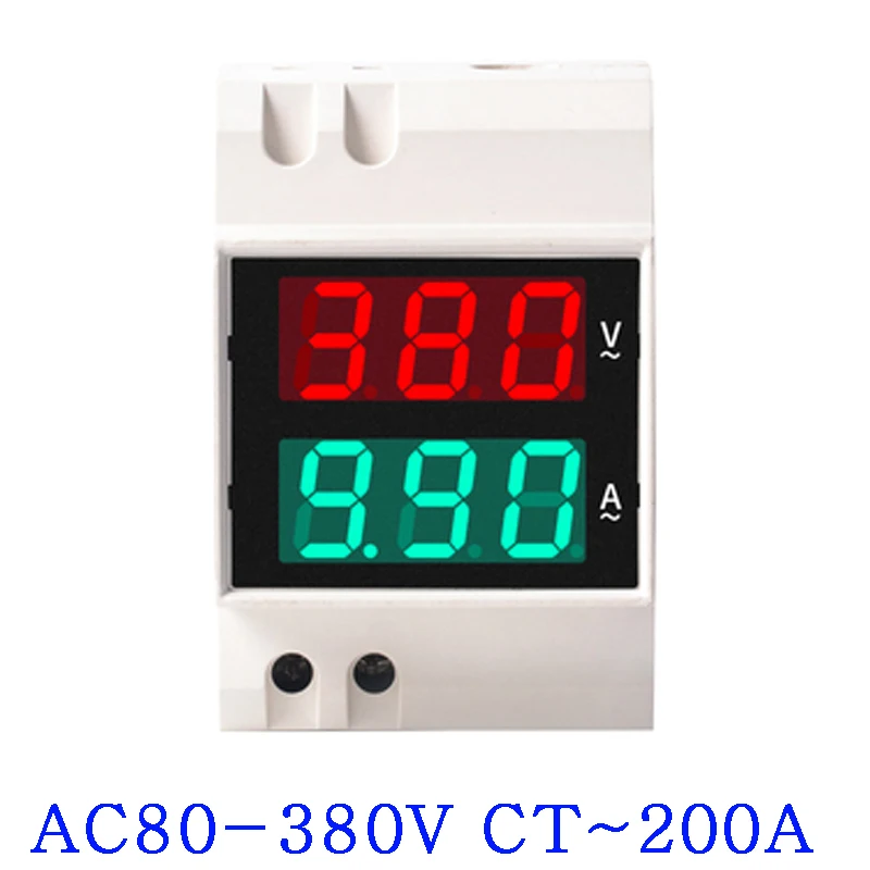 DIN rail Led Display Voltmeter Ammeter built-in Transformer AC80-300V 200-450V 0-100A Panel Voltage Current Meter