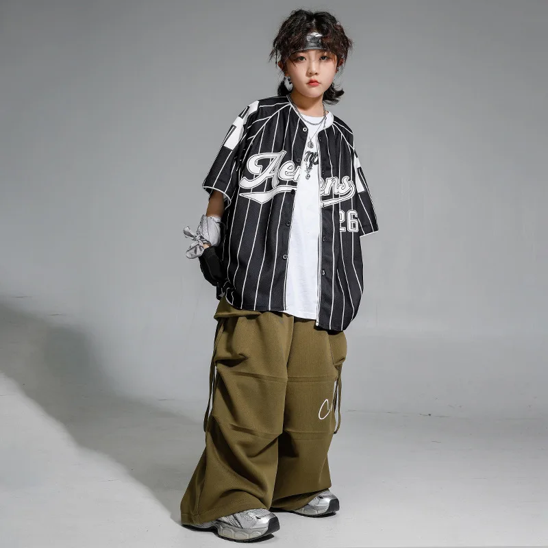 Jungen Kpop Kleidung Jazz Dance Kostüm Gestreiften Leistung Anzug Hip Hop Modern Dance Outfit Teenager Bühne Tragen Mode Kleidung