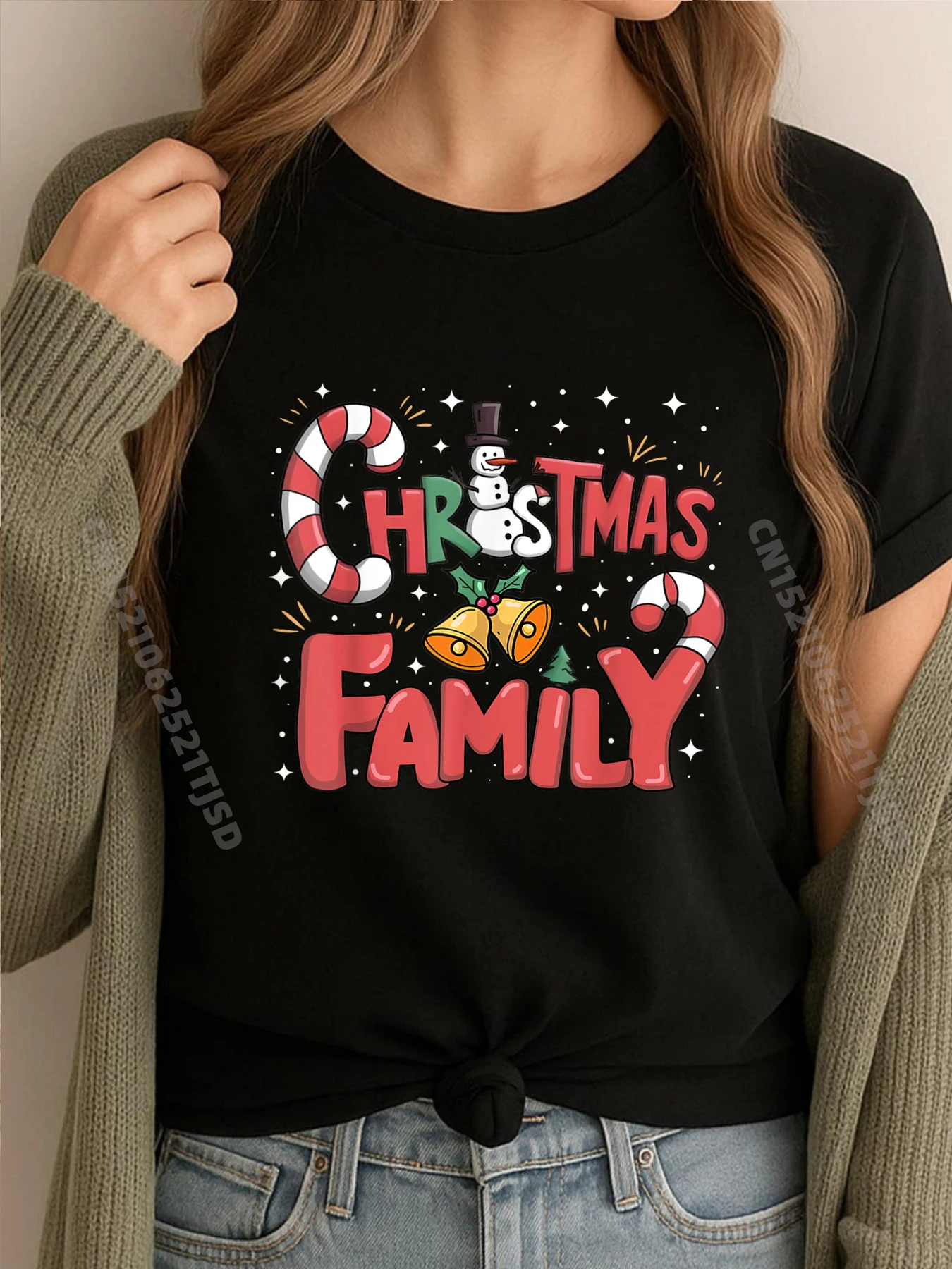 

Рождественская семейная рождественская футболка со снеговиком, одинаковые пижамы, футболка с принтом в стиле аниме, футболки