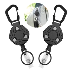 Vissen Intrekbare Anti-Verloren Pull Sleutelhanger Badge Keeper Metalen Lanyard Naamplaatje Kaarthouder Reel Recoil Ring Clips Gesp gereedschap