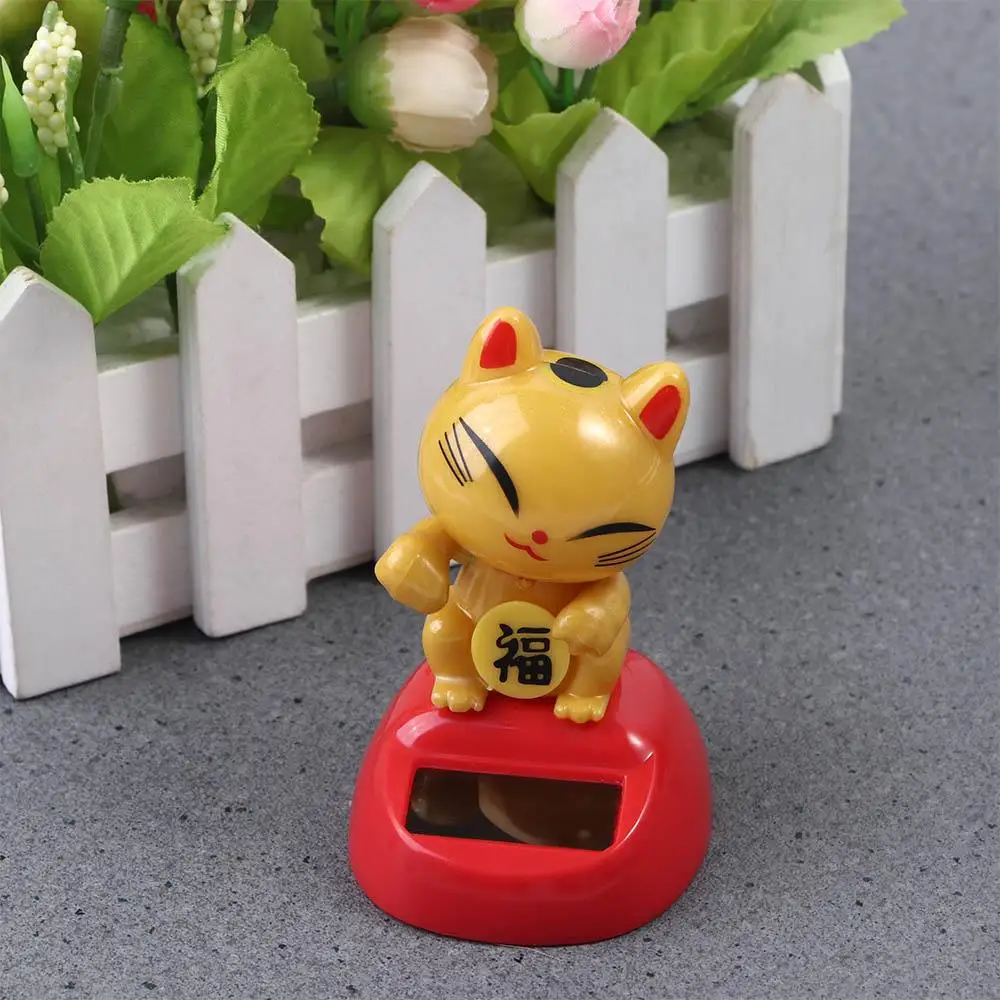 Doll Home Decor Figurine Statue Car Ornament Solar Toys Shaking Head Swing Doll Lucky Cat Model Toys Dancing Lucky Cat Figure