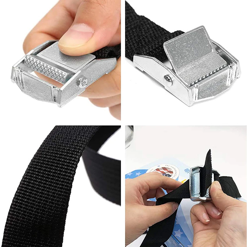 5M Cargo Straps With Buckle Tie-Down Belt For Motorcycle Car Bicycle Metal Tow Rope Strong Ratchet Fixing Belt For Luggage Bag