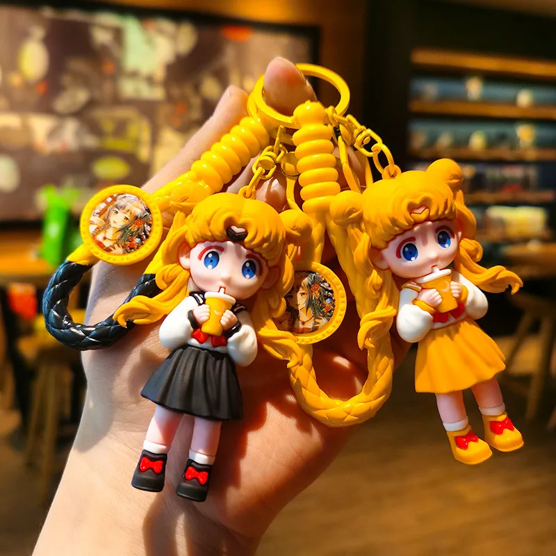Woven Cartoon Sailor Moon Keychain for Couple Car Bag Luna Doll Keychain Kawaii Cute Personalized Gifts Y2k Fashion Toys Anime