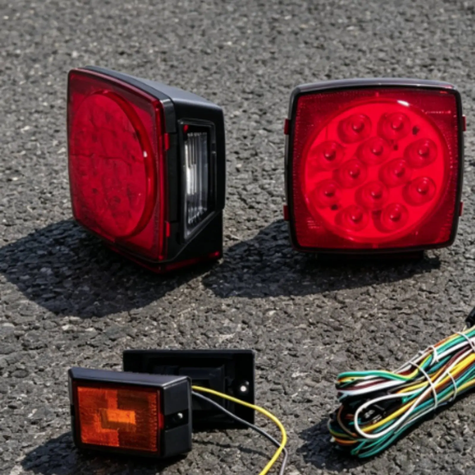 

Square LED Tail Light 12V Hauling Tail Light Set Vehicle Lighting Easy to Install for Boat
