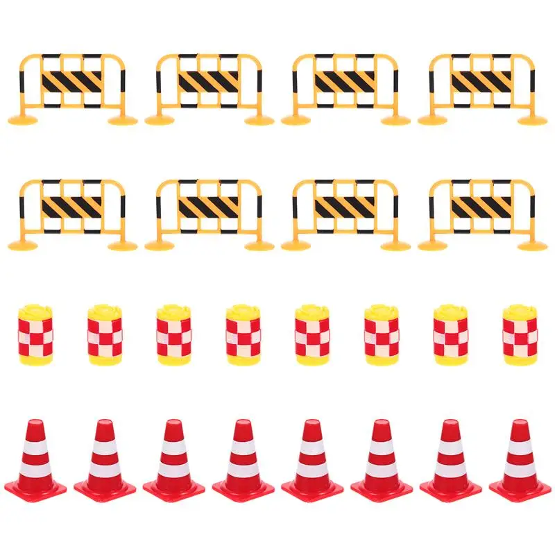 

24 Pcs Mini Traffic Cones Fences Traffic Road Signs Playset Traffic Cones Toys