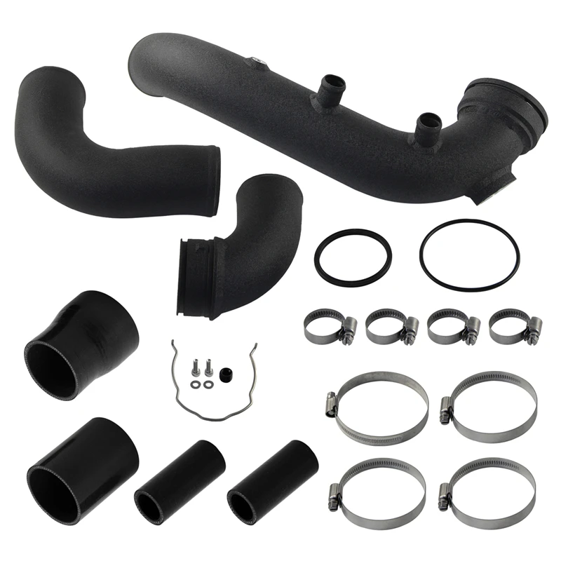 Super Charge Intercooler Pipe Kit Boost Turbo For BMW N54 E8X E9X  E82 E88 E90 E91 E92 E93 1M 06-15 Black/Red Wrinkle Aluminum