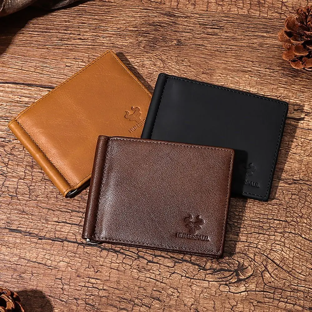 Durable Genuine Leather Men Wallet Ultra-thin Waterproof Card Holder High Quality Protector Sleeve for ID Credit Card