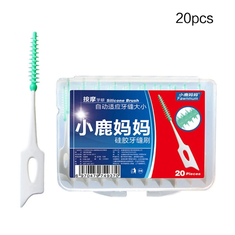 16/20PCS Dental Floss Pick Interdental Brush Teeth Dental Flosser Toothpick Soft Silicone Hygiene Tooth Cleaning