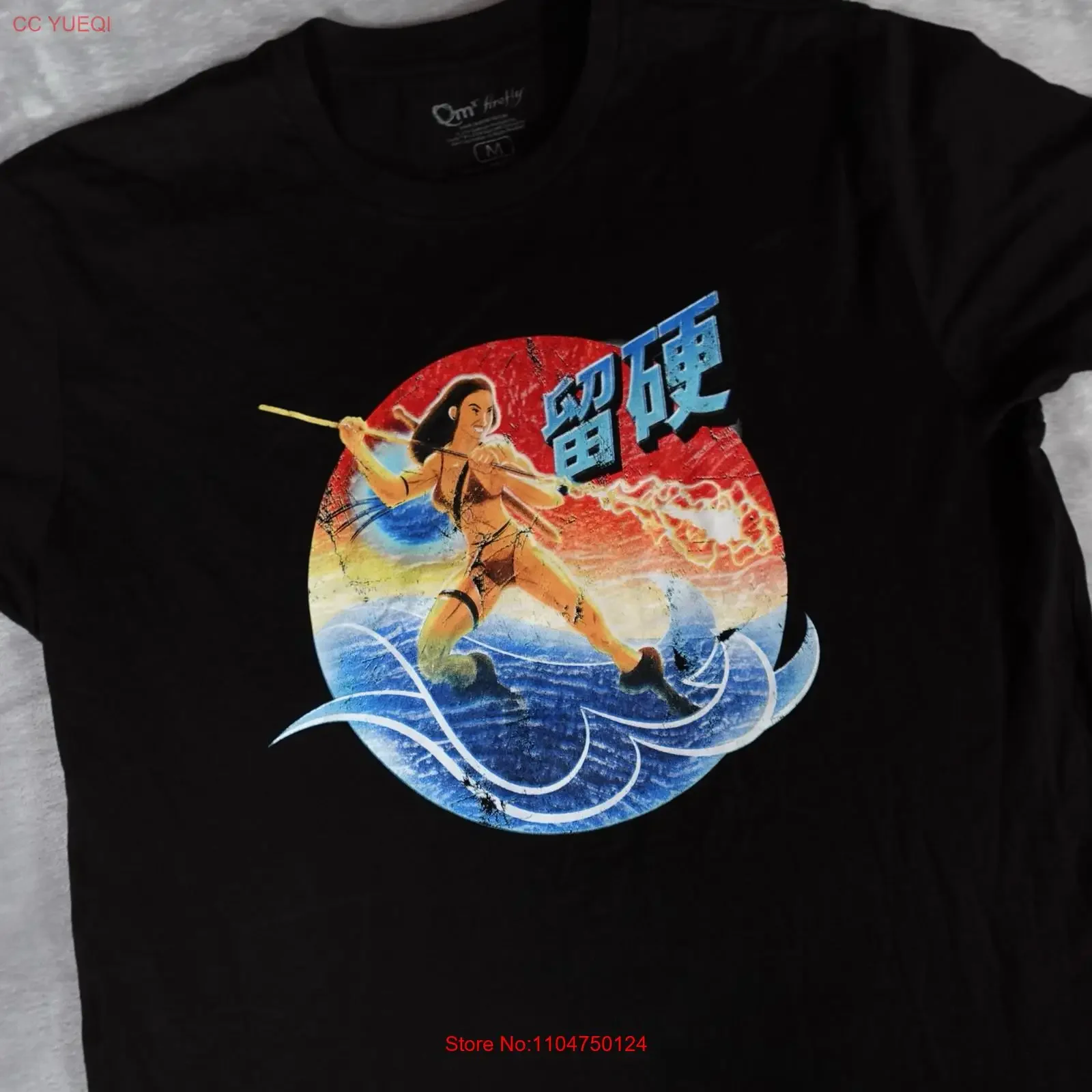 QMX Firefly TV Show Promo camiseta para hombre M Slim Fit Quantum Mechanix negro vintage lavado ropa de diseñador streetwear elegante