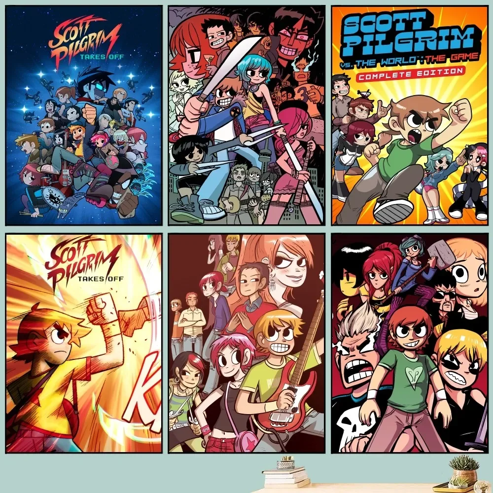 Anime Scott Pilgrim Poster DIY Vintage Movie Poster Wall Art Painting Study Stickers Small Szie Wall Painting