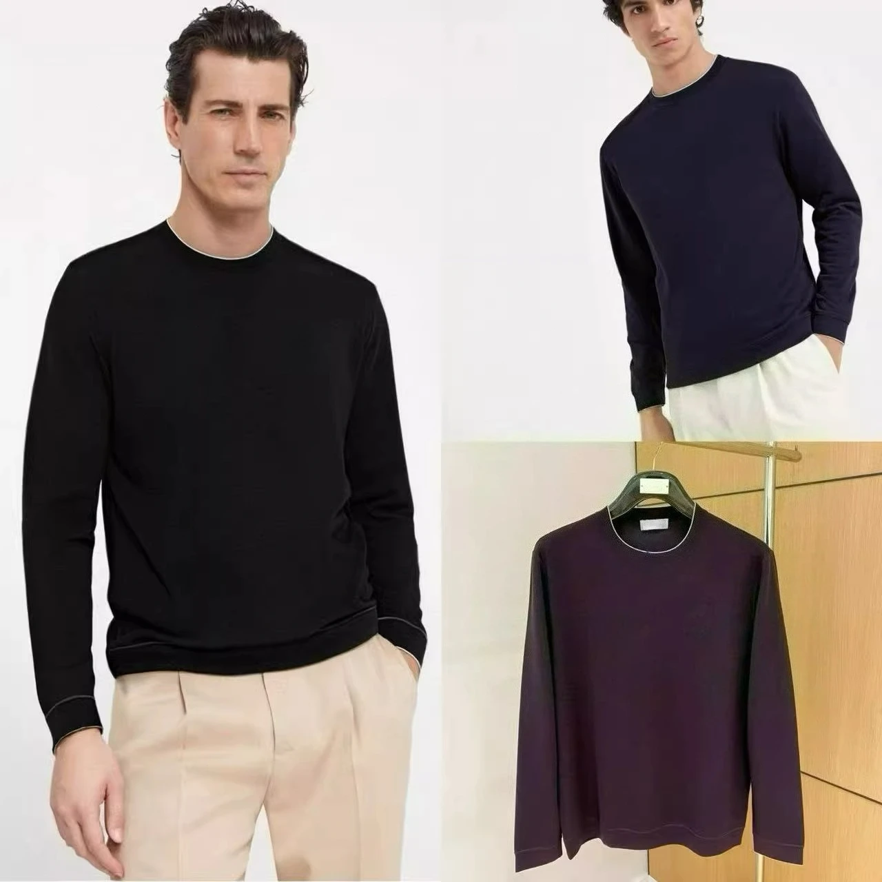 

Италия BC осень и зима новая мода вышитый вязаный свитер с круглым вырезом мужской старый стиль денег деловой повседневный свитер