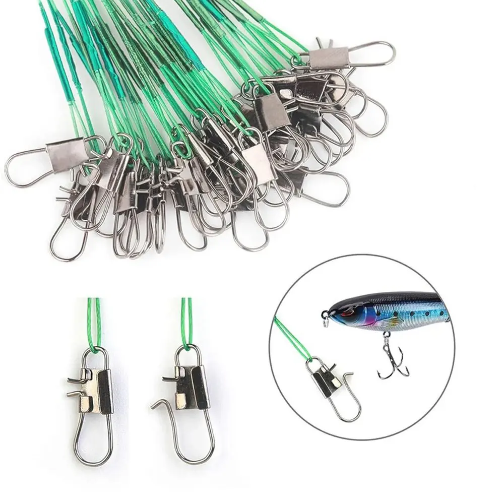 

10pcs Anti Bite Steel Fishing Line Steel Wire Leader with Swivel Fishing Accessory Tools Lead Core Leash Fishing Wire Tool