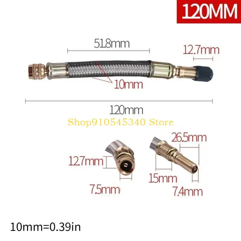 U2JA Tire Inflator Extension Tube Tyre Pump Quick Inflation Chuck Adapter Hoses Quick-Inflation Clip Connection Braided Tube