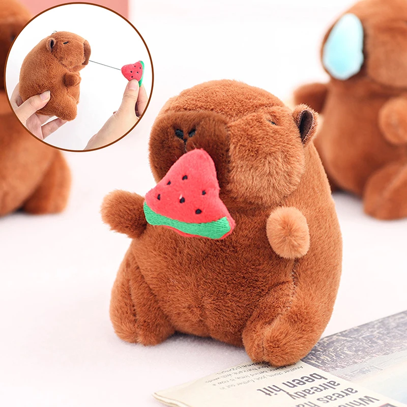 1PC Pluizige Dier Pop Tas Decoratie Cartoon Schattige Pluche Capybara Sleutelhanger Snot-Pulling Simulatie Capybara Hanger Accessoires