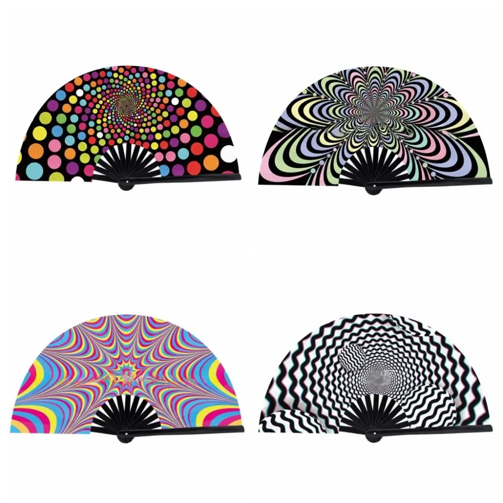 European Style 33 Cm Kung Fu Fan Gradient Colorful Large Dance Fan Reflective Personality Hand Rave