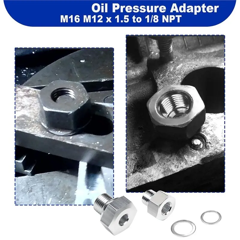 B62B M16 Engine Oil Pressure Coolant Temp Gauge Fitting Adapter 1.5 to 1/8 NPT for LS1 4.8 5.3 6.0 Swap